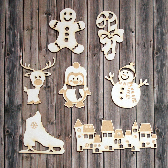 Nagy boh&oacute;k&aacute;s kar&aacute;csonyi chipboard csomag - lak&aacute;sdekorhoz